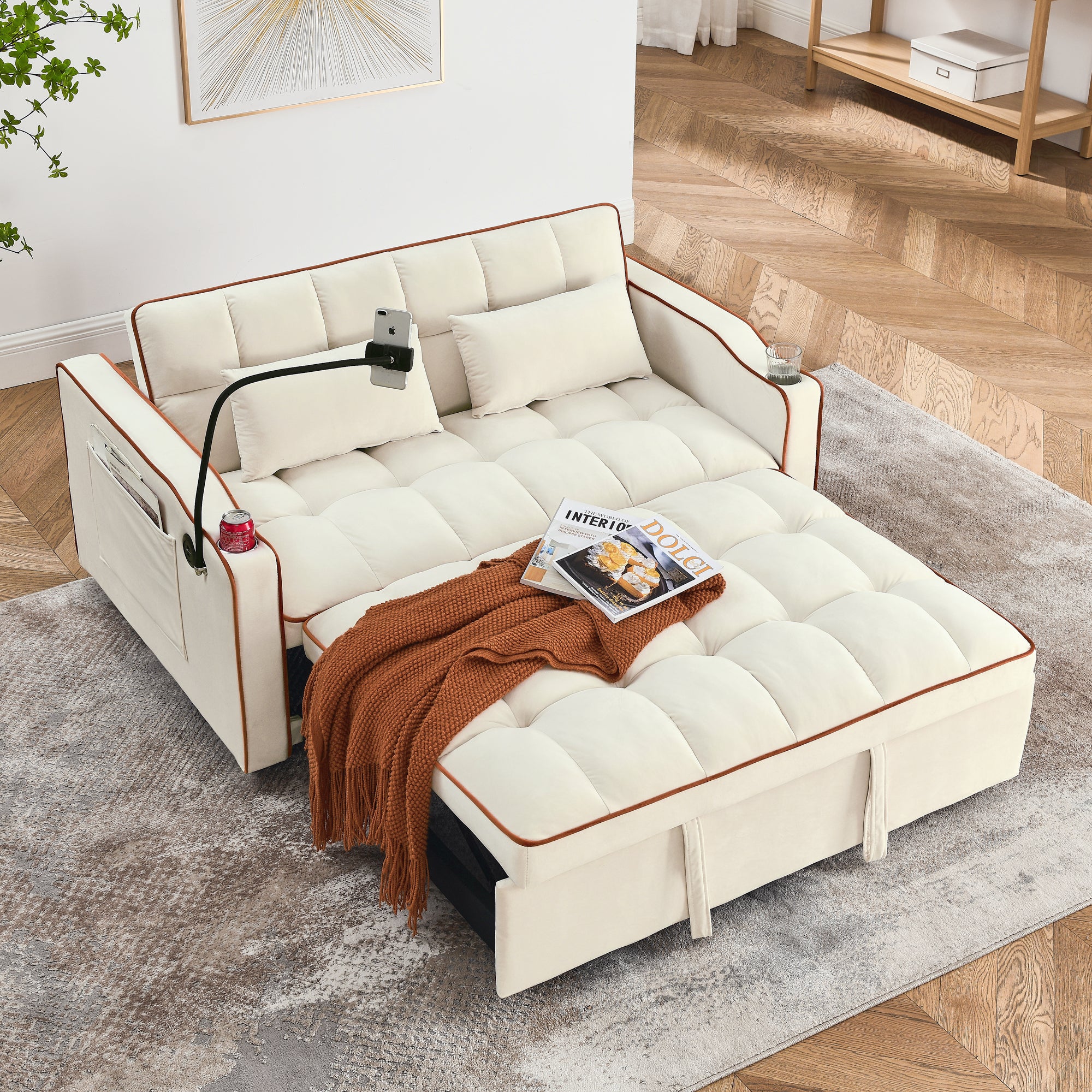 Foldable Sofa Bed With USB Port/Phone Stand