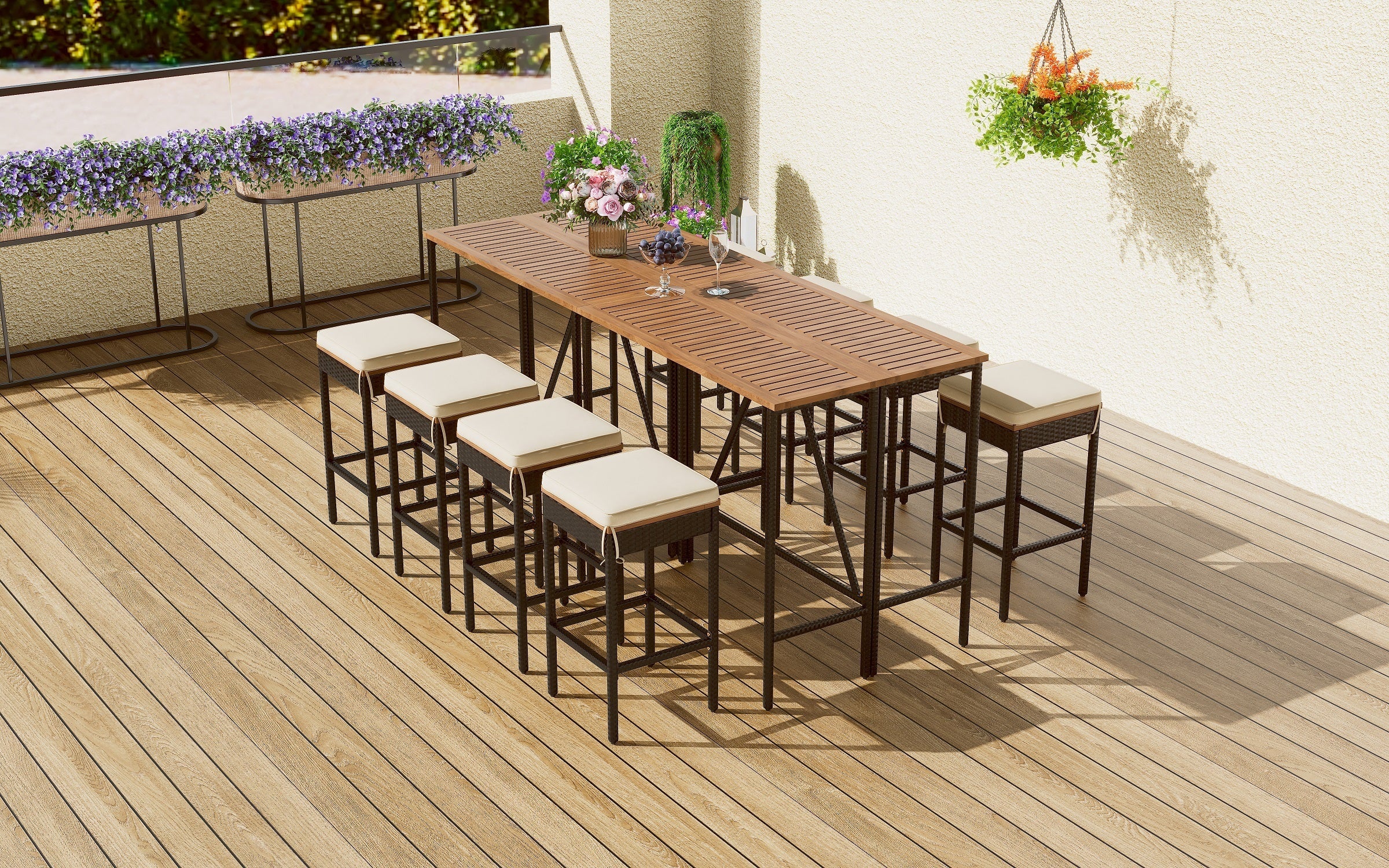 10-Piece Outdoor Patio Wicker Bar Set