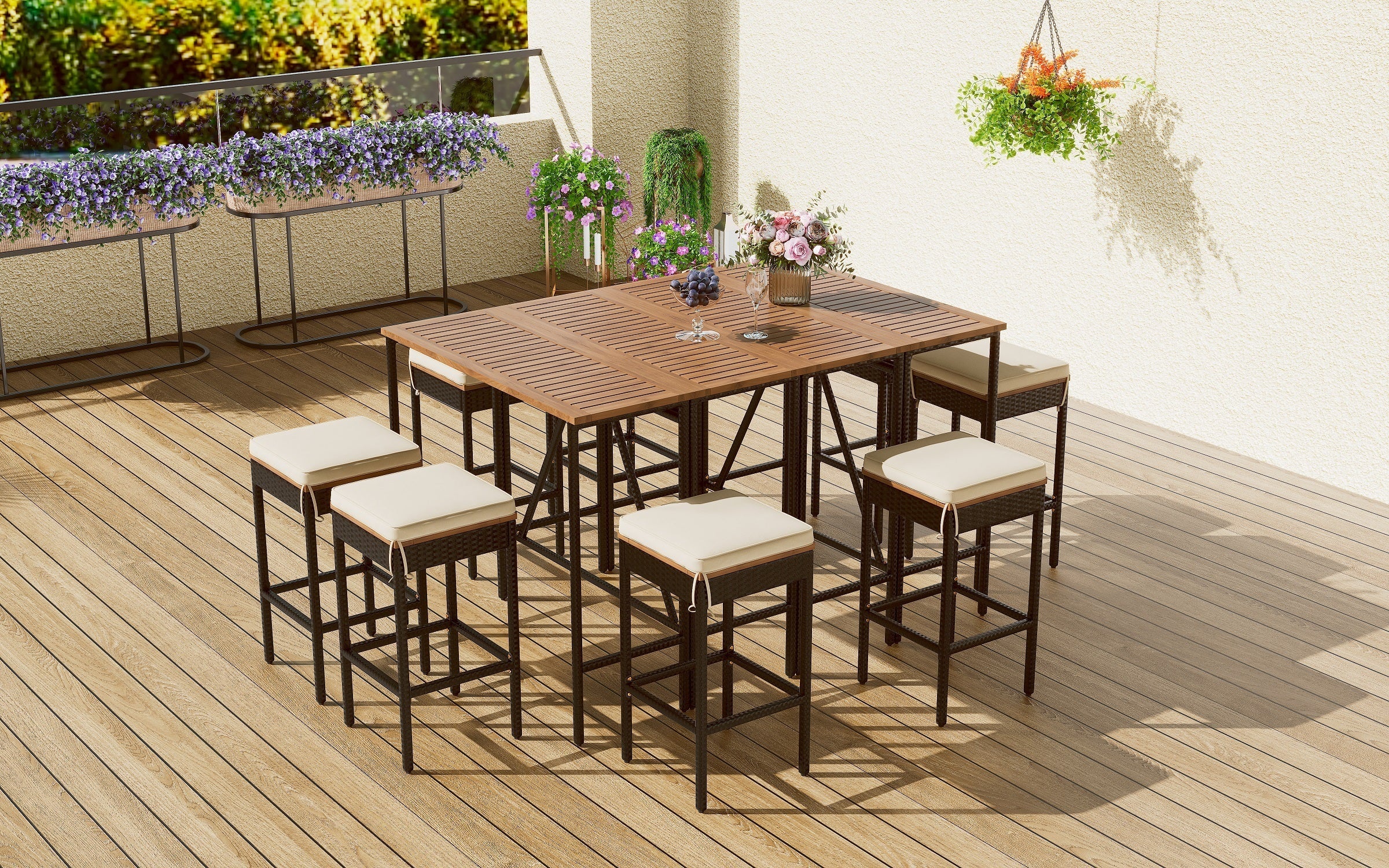 10-Piece Outdoor Patio Wicker Bar Set