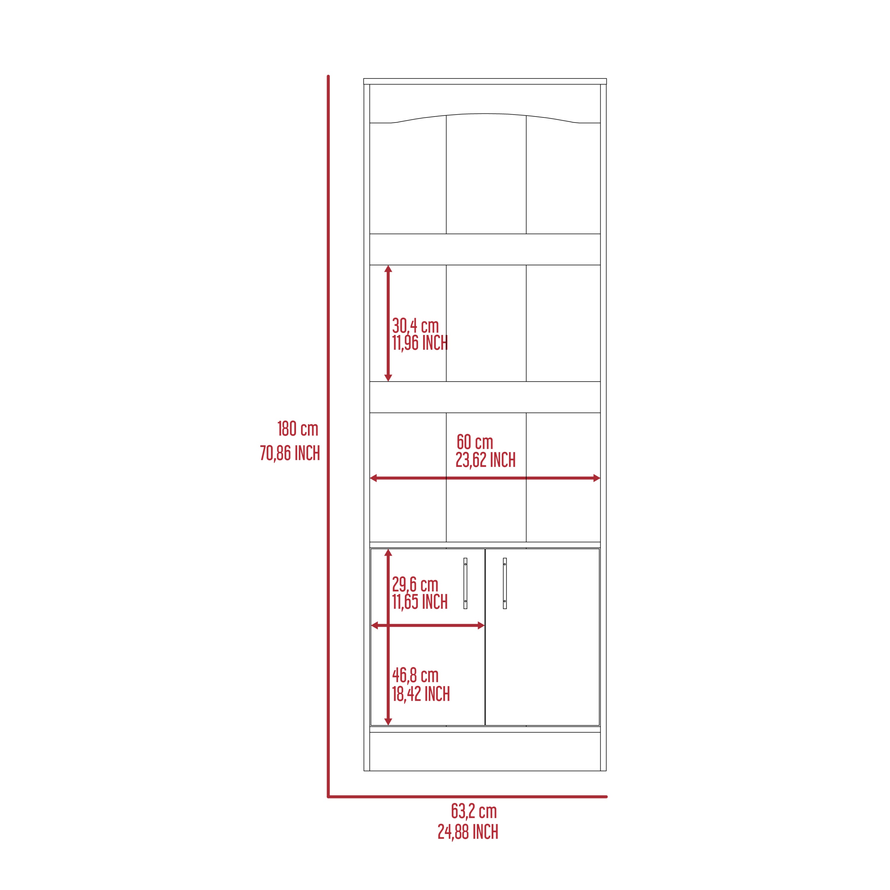 Double Door Bookcase Cabinet