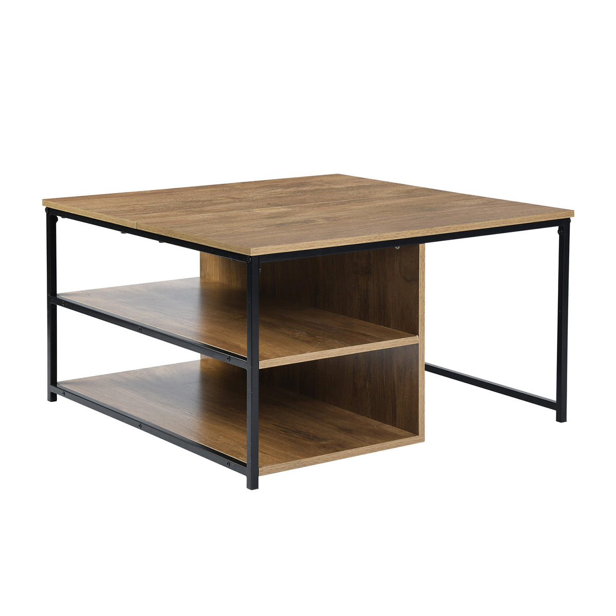 Square Wood Coffee Table with Storage space