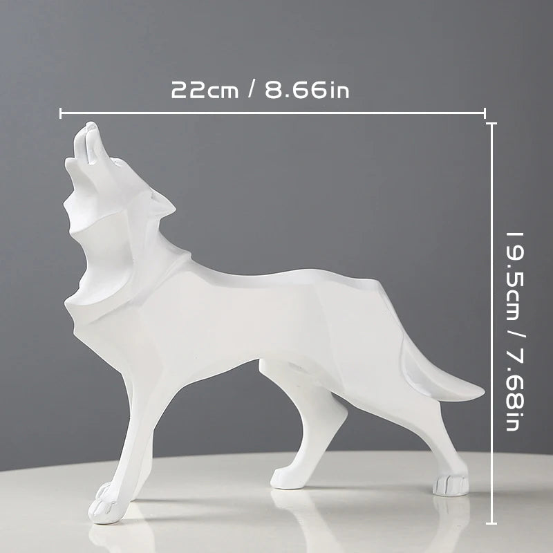 Geometric Abstract Wolf Statue
