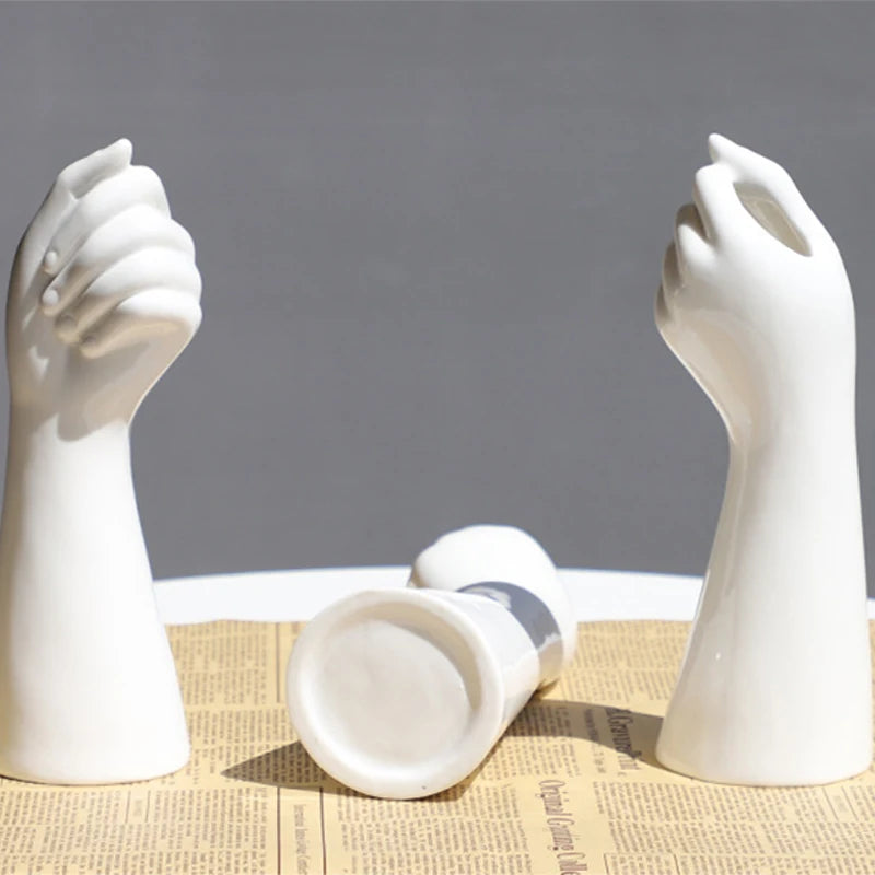 White Hand Vase