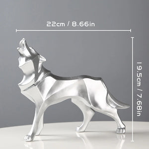 Geometric Abstract Wolf Statue