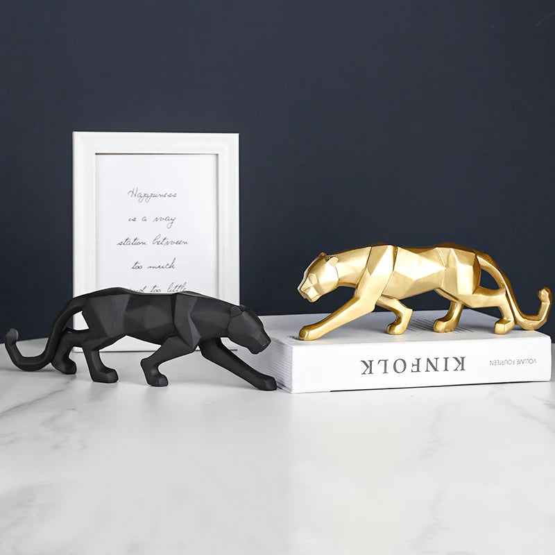 Geometric Abstract Panther Statue