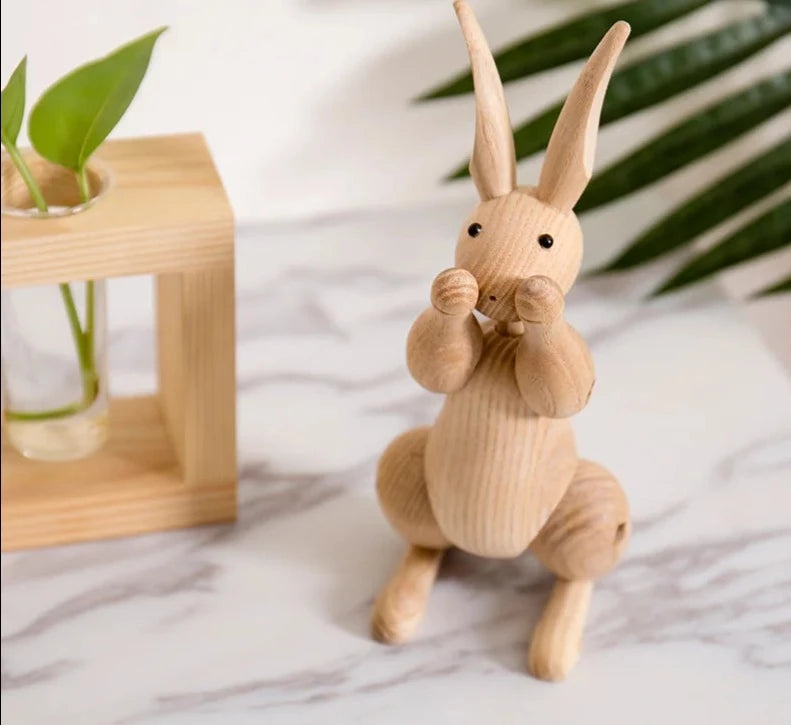 Wood Carving Rabbit Statue