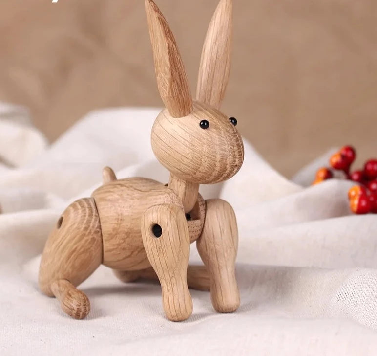 Wood Carving Rabbit Statue