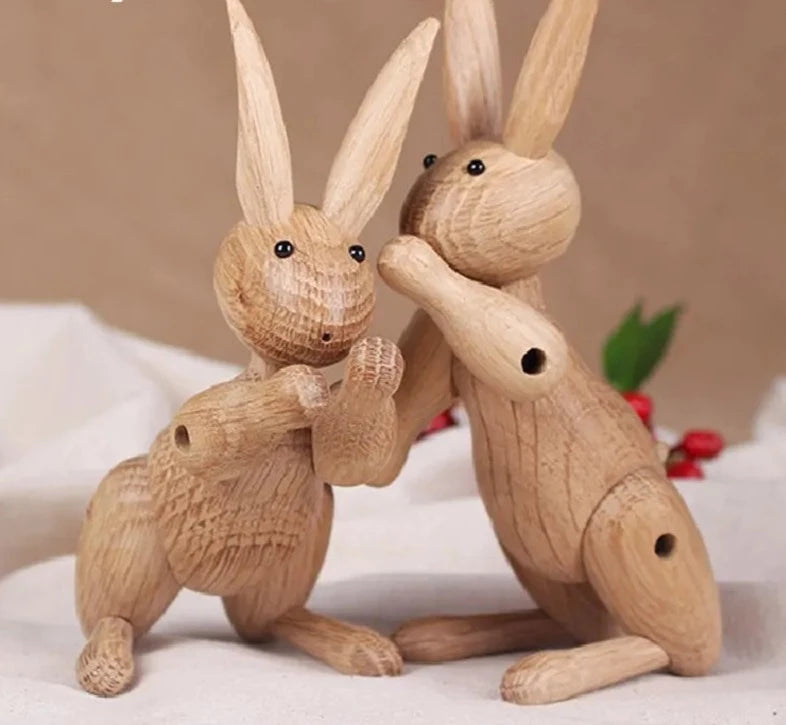 Wood Carving Rabbit Statue