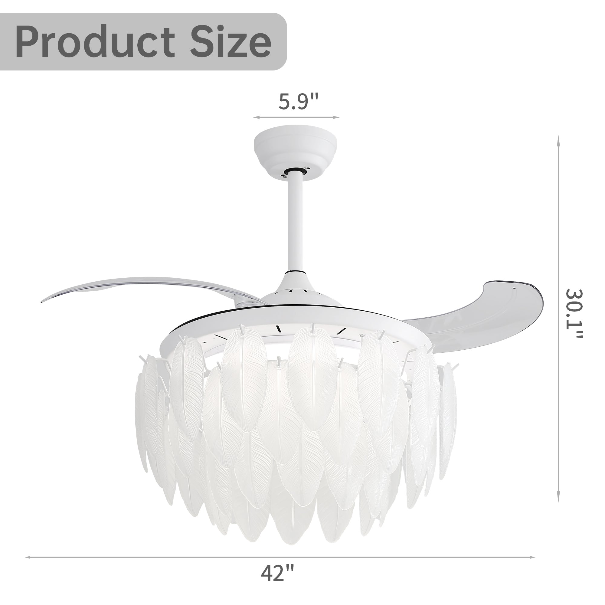 Feather Crystal Ceiling Fan With Light