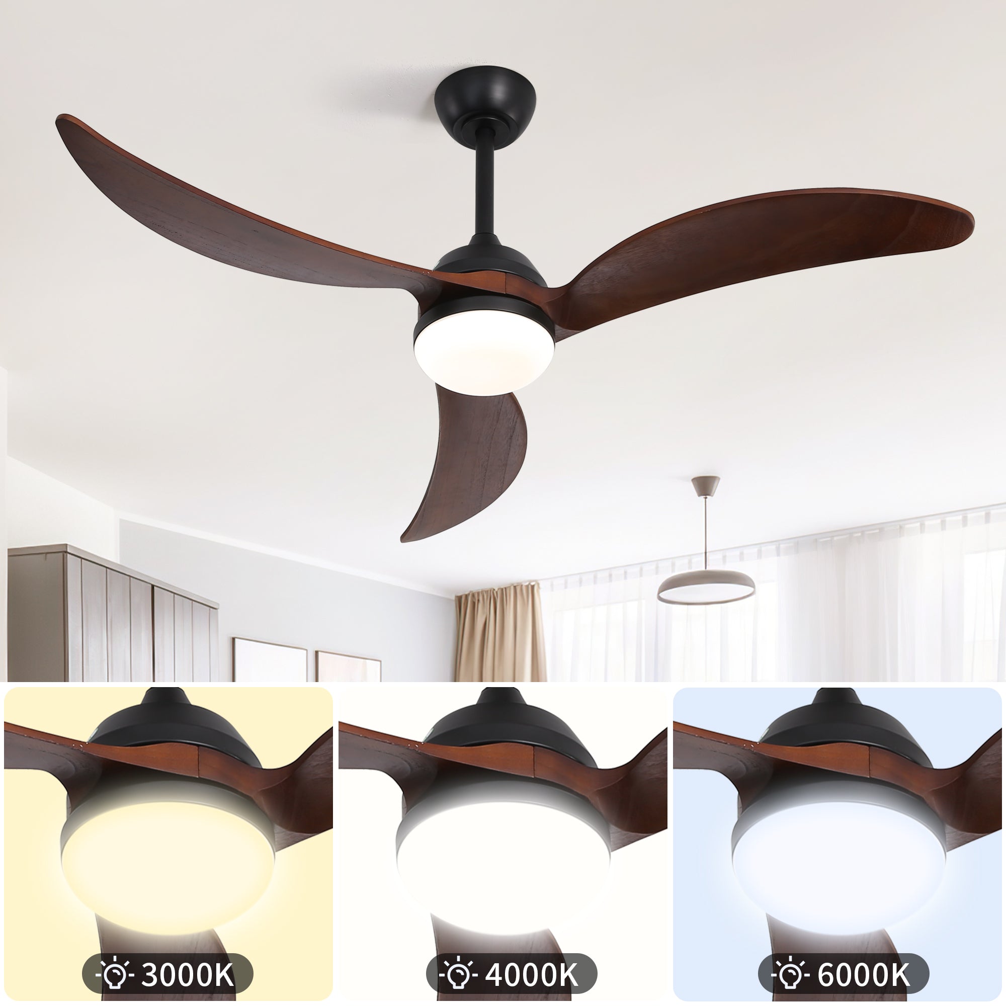 Ceiling Fan with Lights & Smart Remote Control