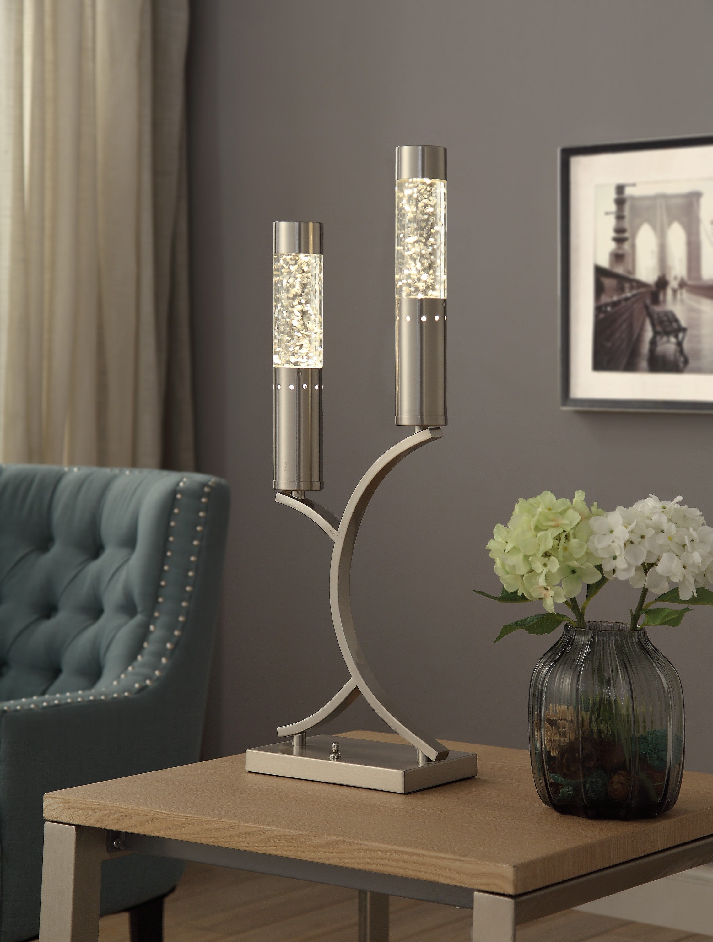 Decorative Nickel Finish Table Lamp