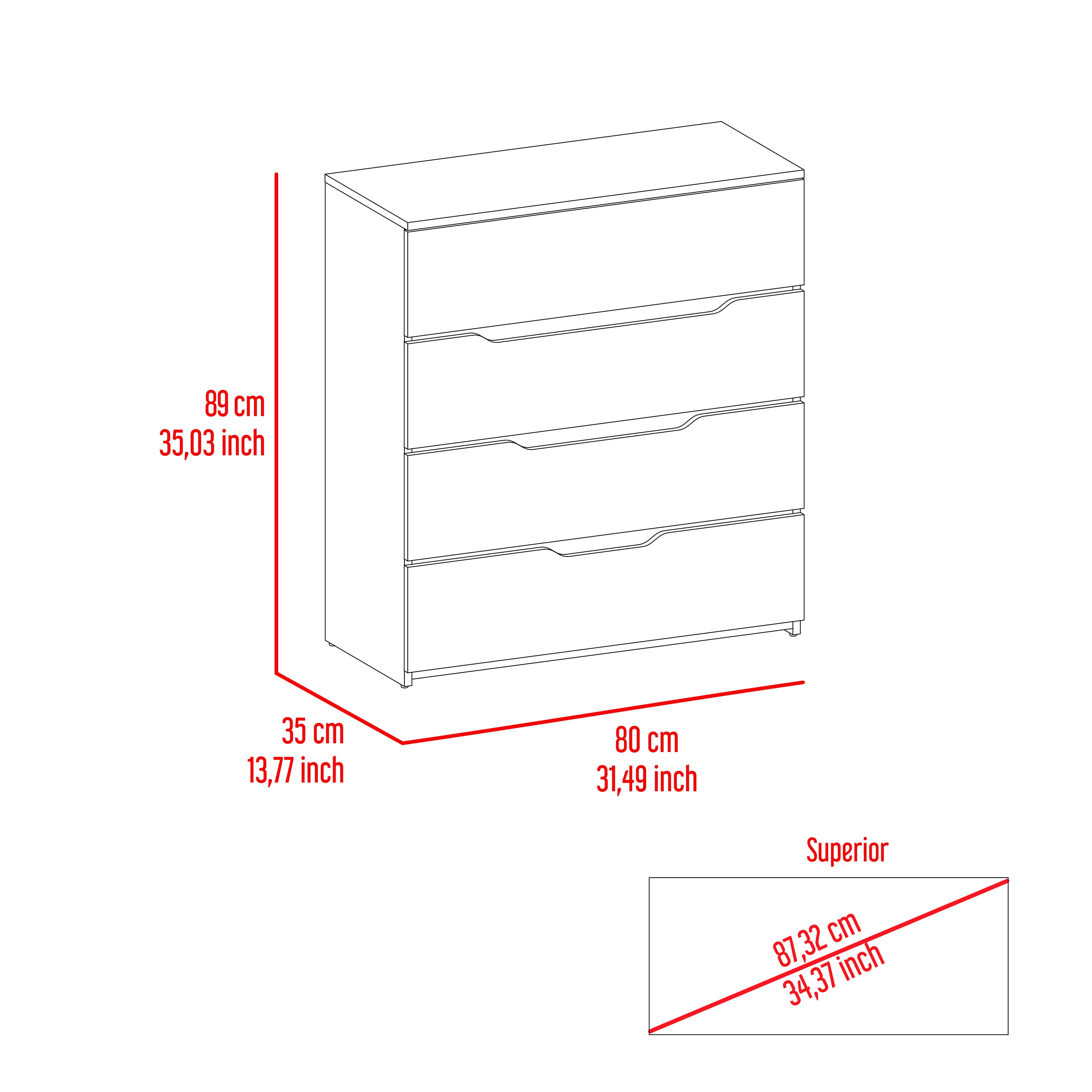 4-Drawer Dresser Black Wengue and Light Oak