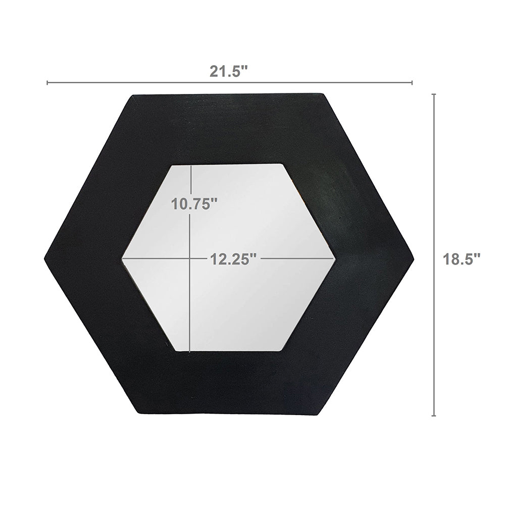Hexagon Mirror with Solid Wood Frame