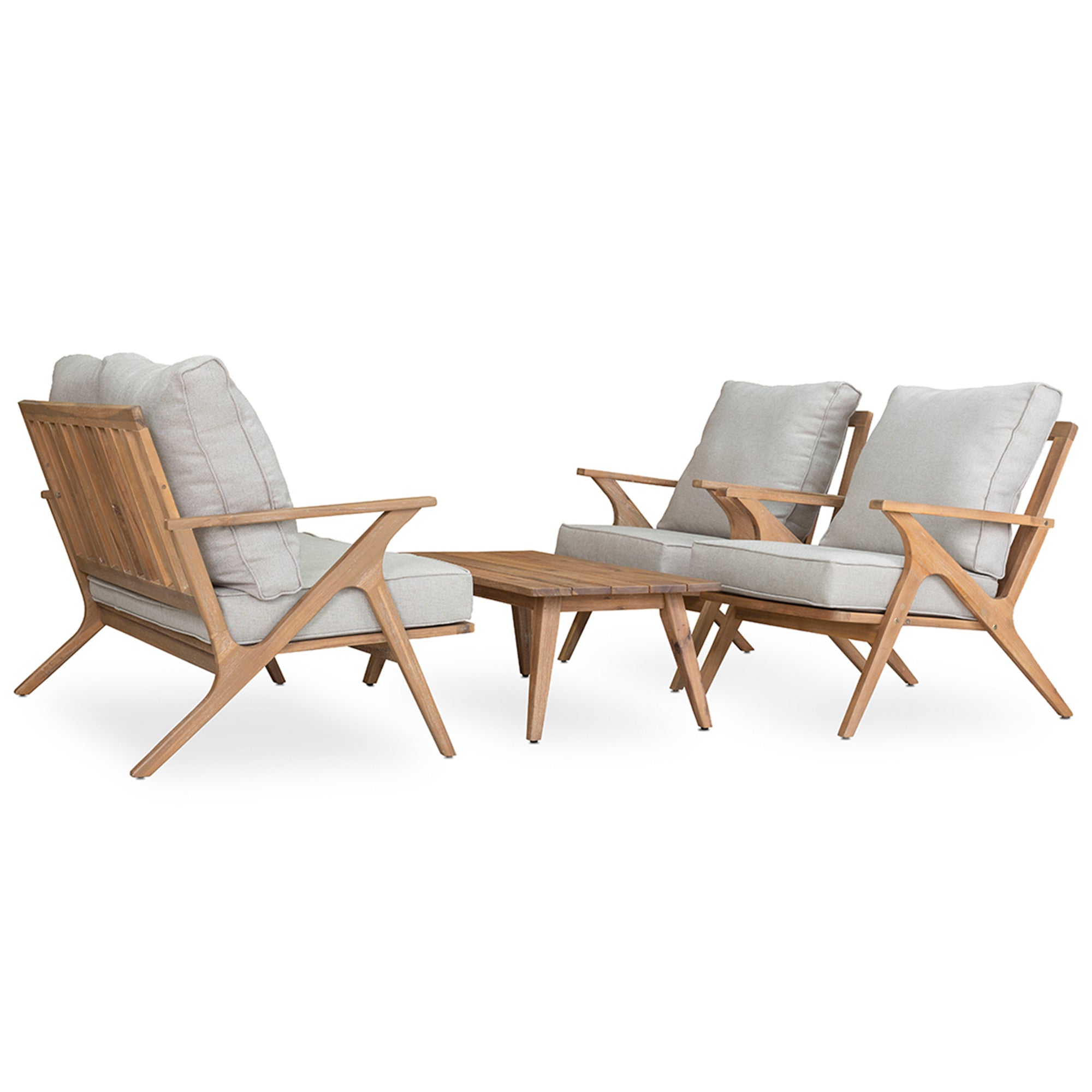 4 PCS Acacia Wood Patio Furniture Set