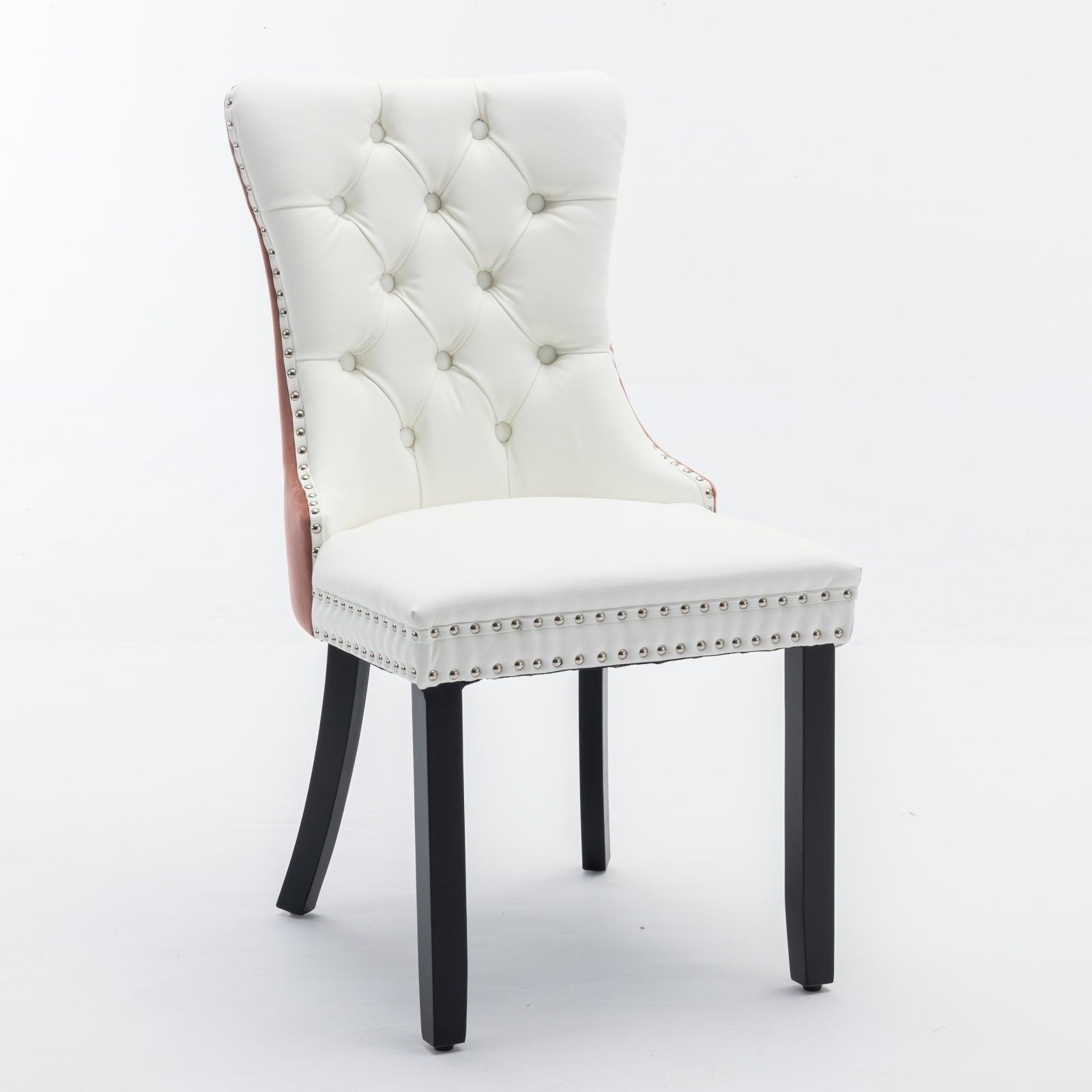 Velvet Upholstered Dining Chair with Wood Legs